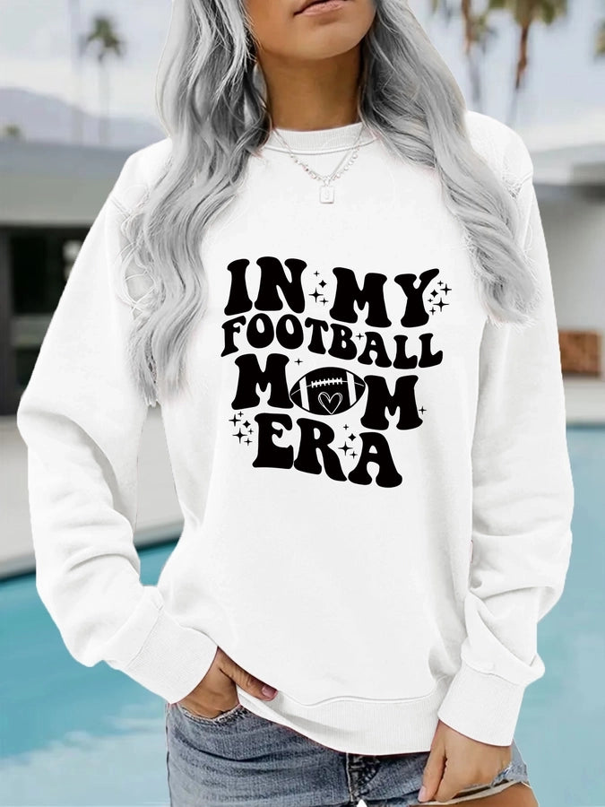 Autumn and Winter Women's Casual Long-Sleeved round Neck in My Football Printed Pullover Sweater Sweater