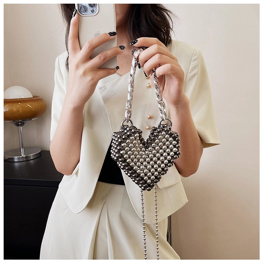 Women's Mini Pearl Solid Color Streetwear Beading Open Crossbody Bag