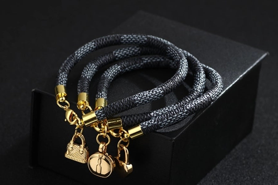 elegant vintage style commute bag pu leather alloy copper gold plated bracelets