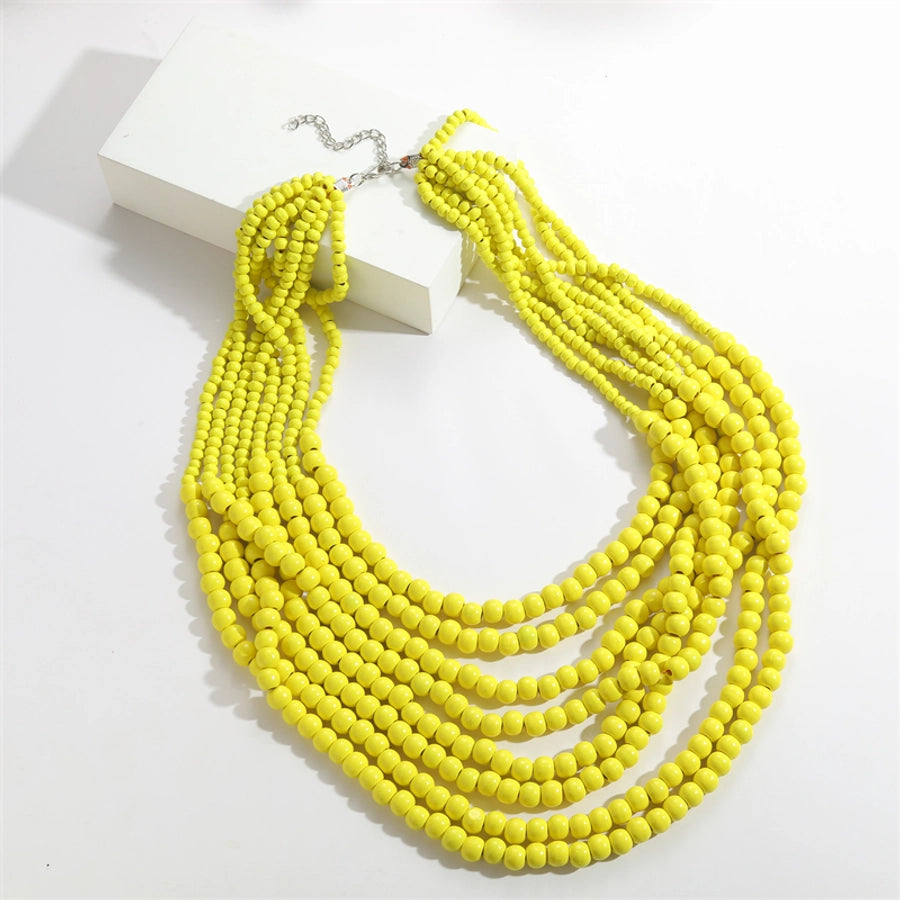 basic modern style classic style solid color wooden beads  necklace