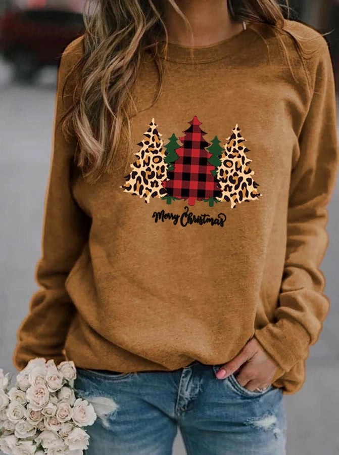 women's hoodie long sleeve hoodies & sweatshirts printing casual christmas tree letter