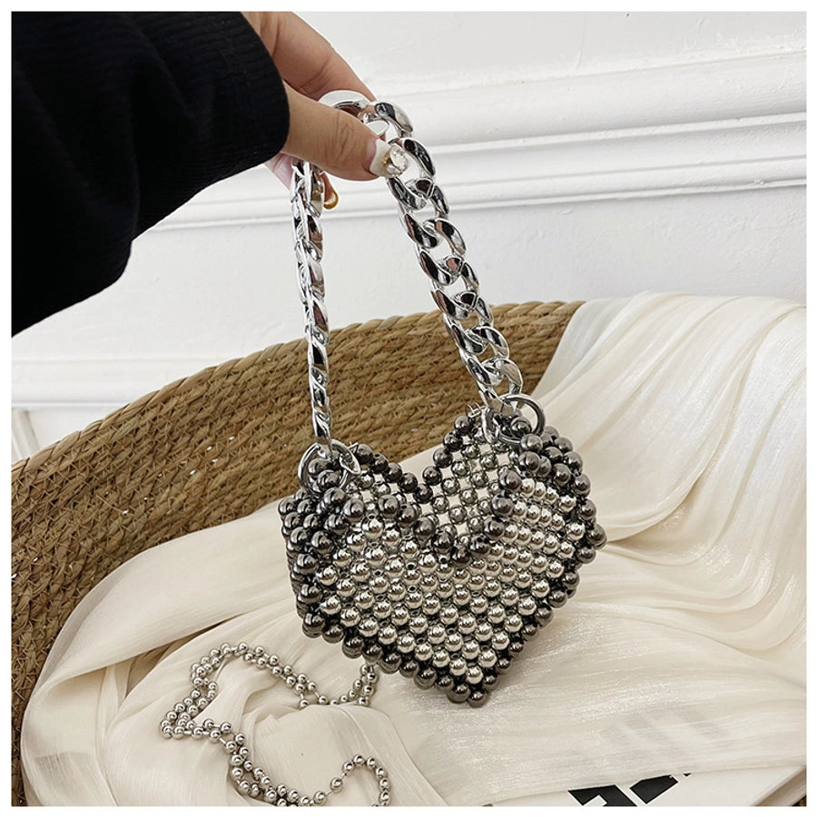 Women's Mini Pearl Solid Color Streetwear Beading Open Crossbody Bag