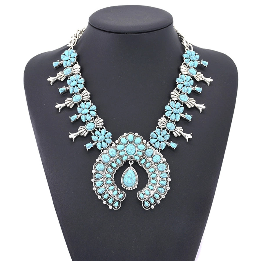 fashion flower artificial crystal alloy plating artificial crystal necklace