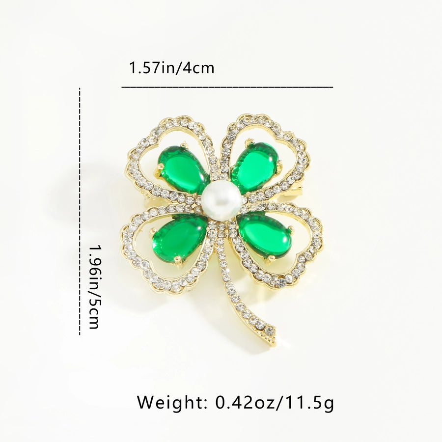 1-Piece Four-Leaf Clover Diamond Brooch Exquisite Elegant Style Women's Fashion Hypoallergenic Material Brooch Suitable for Daily Wear and Gift Unisex Style