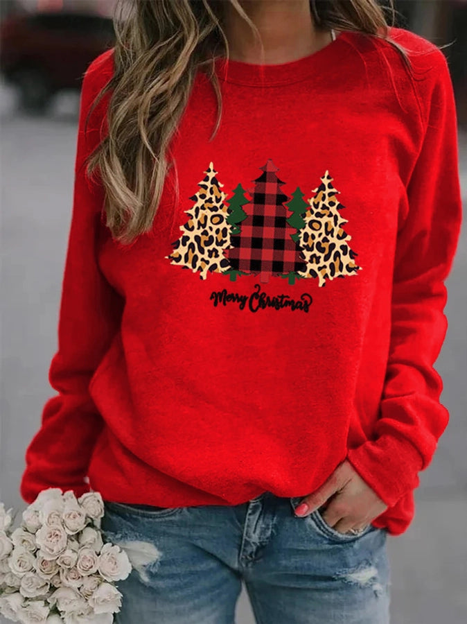 women's hoodie long sleeve hoodies & sweatshirts printing casual christmas tree letter