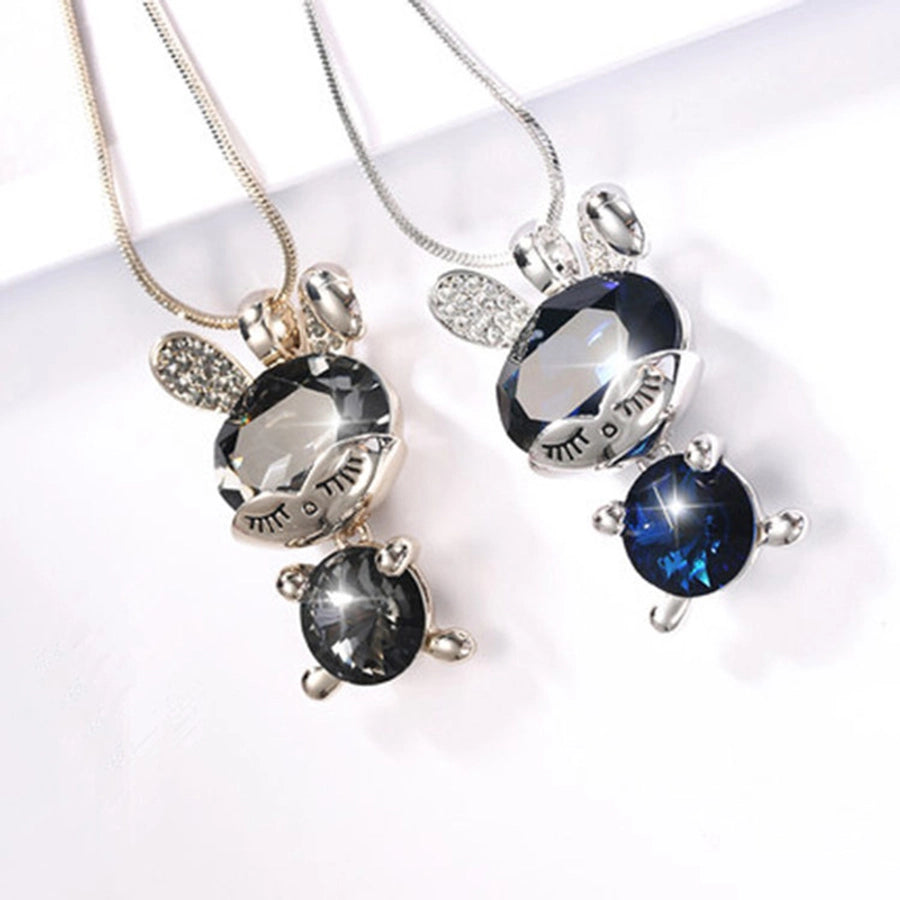 Alloy Copper Plating Inlay Rabbit Artificial Rhinestones Sweater Chain Long Necklace