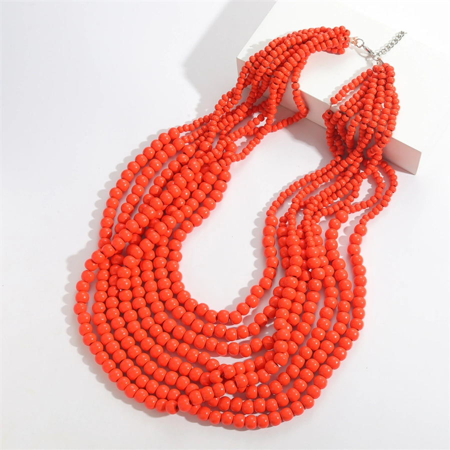 basic modern style classic style solid color wooden beads  necklace