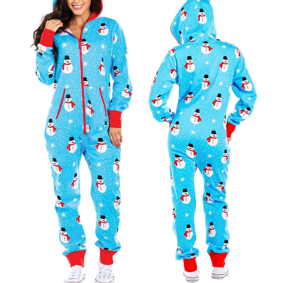 casual animal snowman snowflake pajama sets polyester lingerie & pajamas