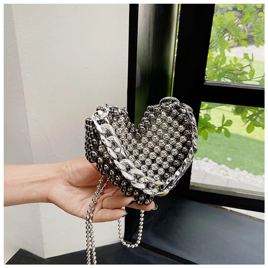 Women's Mini Pearl Solid Color Streetwear Beading Open Crossbody Bag