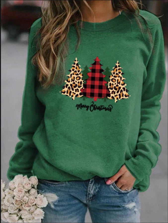 women's hoodie long sleeve hoodies & sweatshirts printing casual christmas tree letter