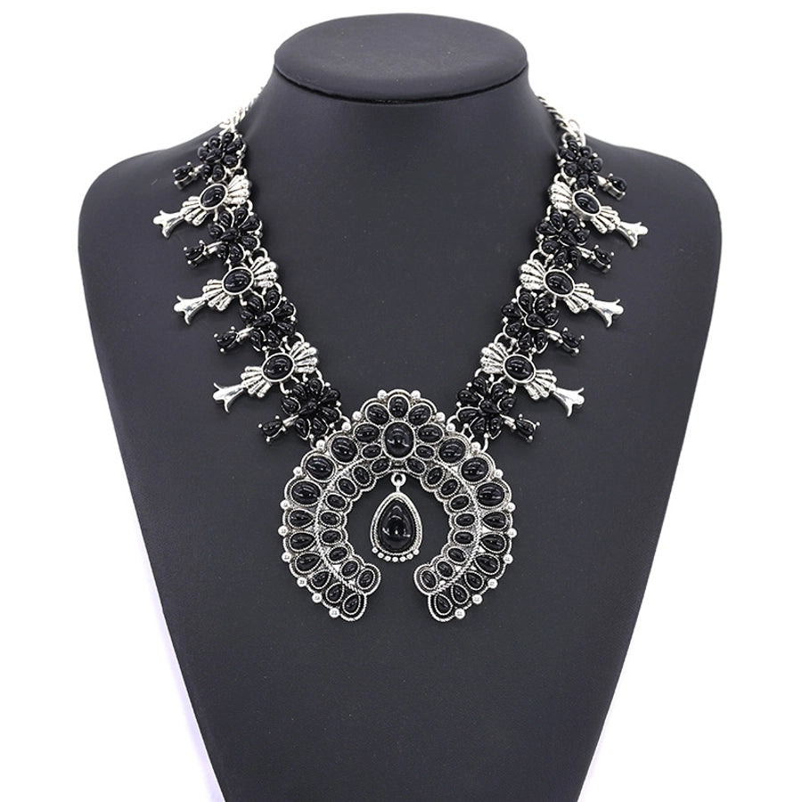 fashion flower artificial crystal alloy plating artificial crystal necklace