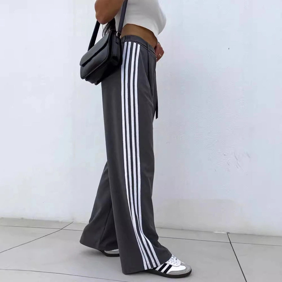 Women's Daily Sports Color Block Stripe Full Length Casual Pants