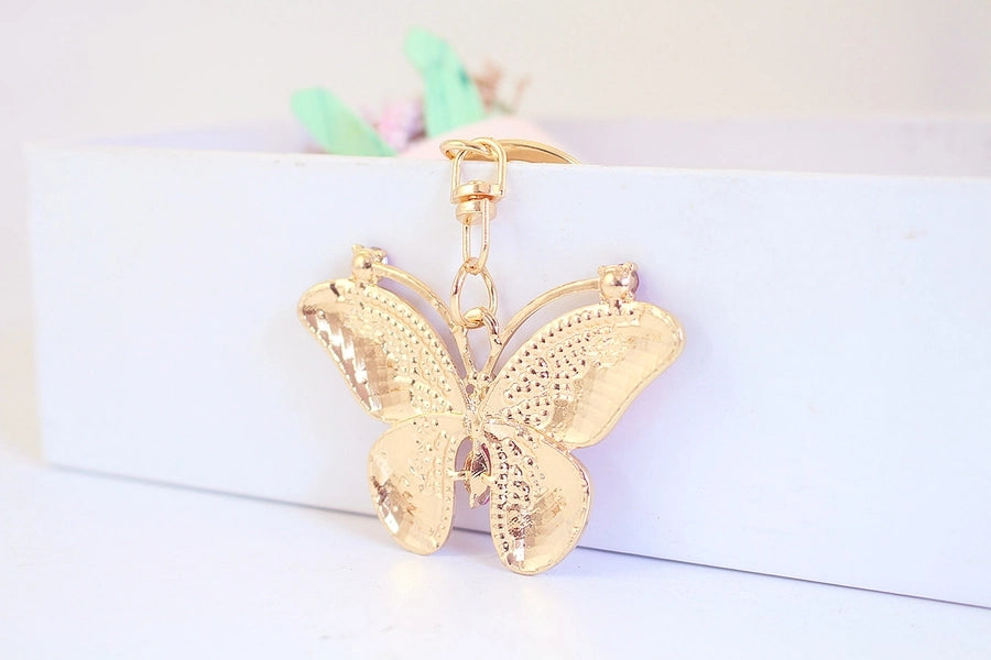 Modern Style Butterfly Alloy Inlay Rhinestones Unisex Keychain