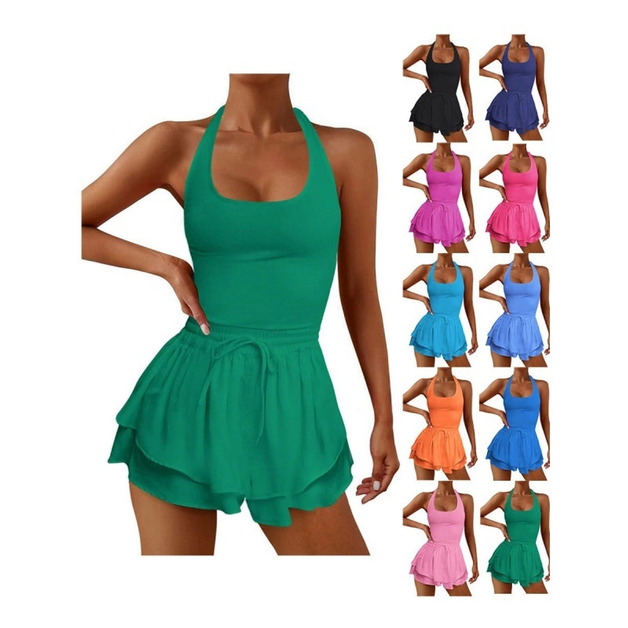 Casual Sports Solid Color Polyester U Neck Tracksuit Bodysuits Rompers