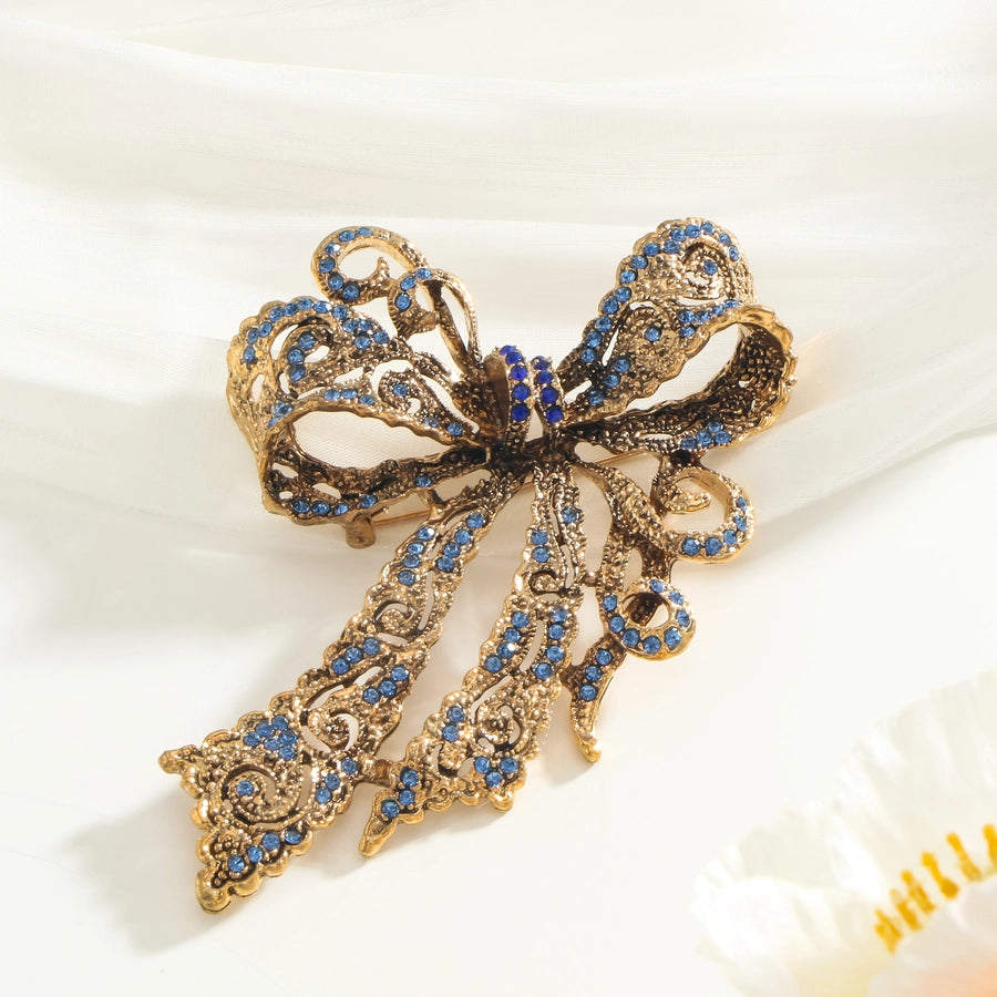 1 PCs Bowknot Rhinestone-Encrusted Zircon Decoration Elegant Gorgeous Style Hypo-Allergic Women's Fashion Brooch Suitable for Daily Banquet Party Wear and Gift Giving