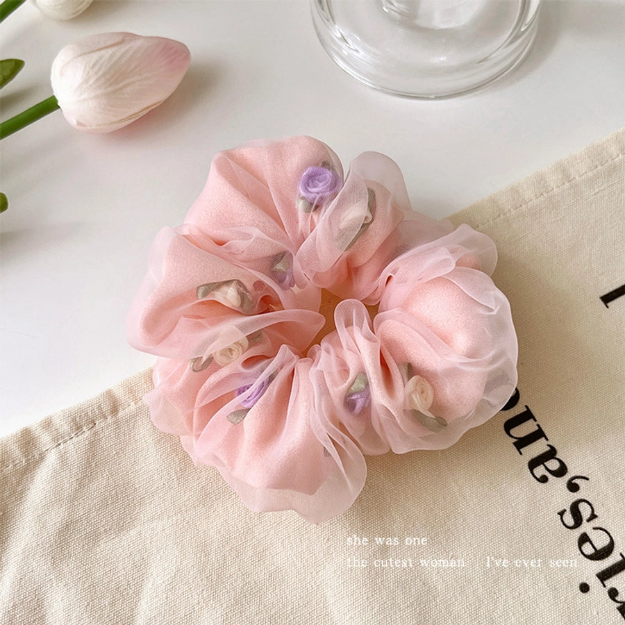 sweet flower cloth hair tie