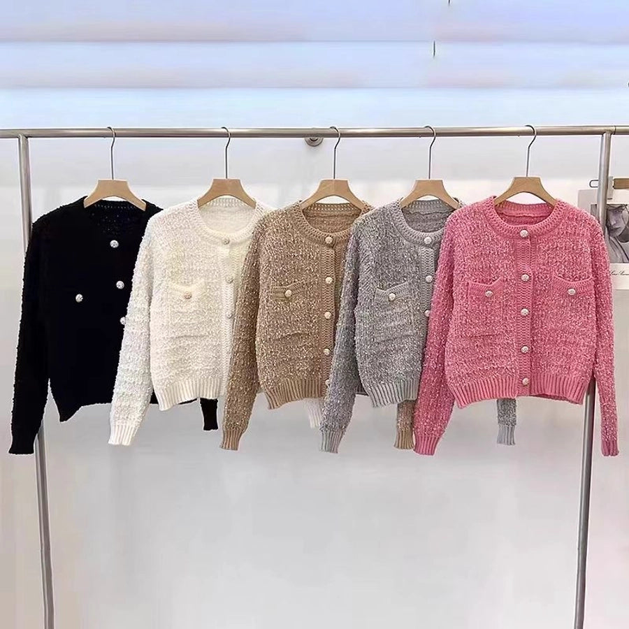 Women's Cardigan Long Sleeve Sweaters & Cardigans Button Casual Solid Color