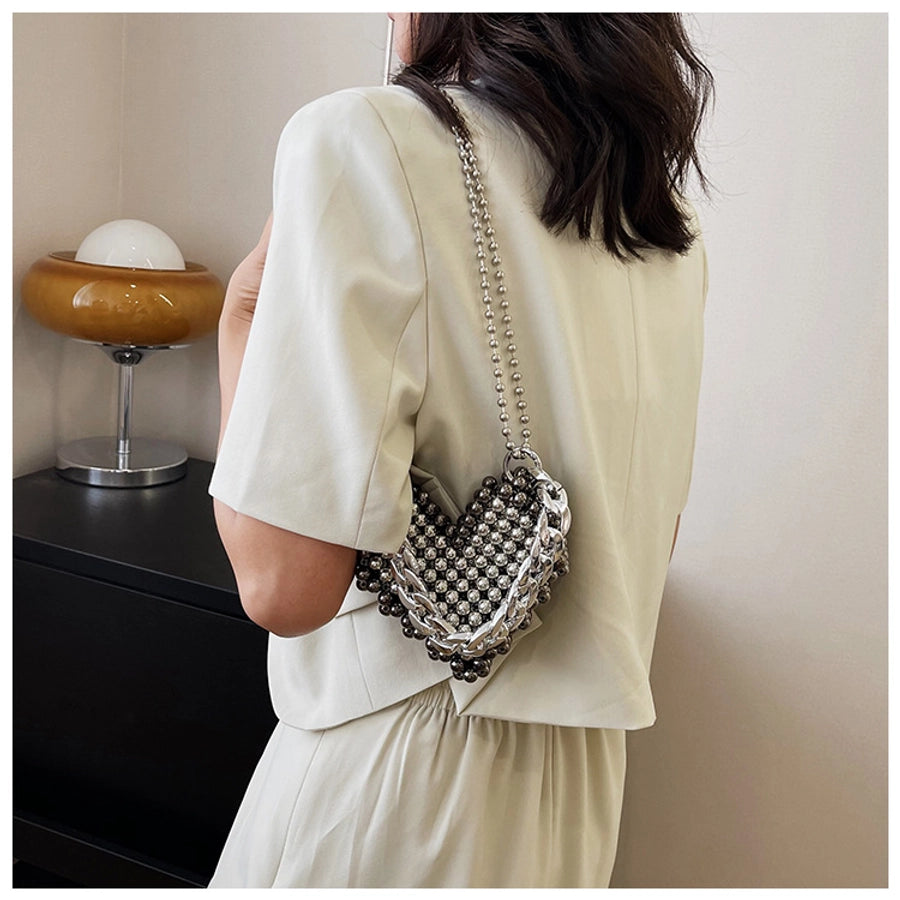 Women's Mini Pearl Solid Color Streetwear Beading Open Crossbody Bag