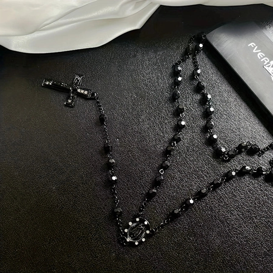 casual cross alloy women's long necklace