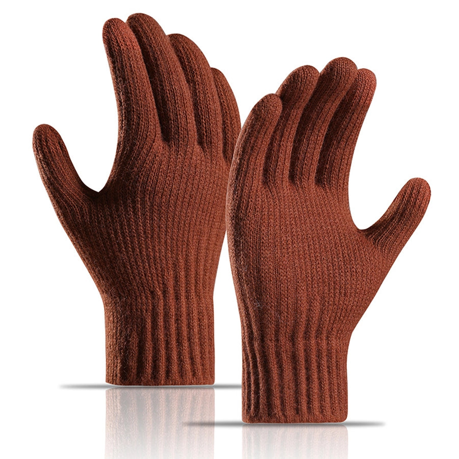 New winter plus velvet padded warm knitted gloves women's alpaca wool fit soft outdoor touch screen gloves manufacturers