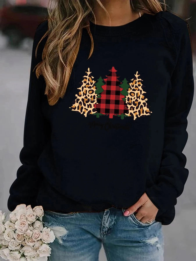 women's hoodie long sleeve hoodies & sweatshirts printing casual christmas tree letter