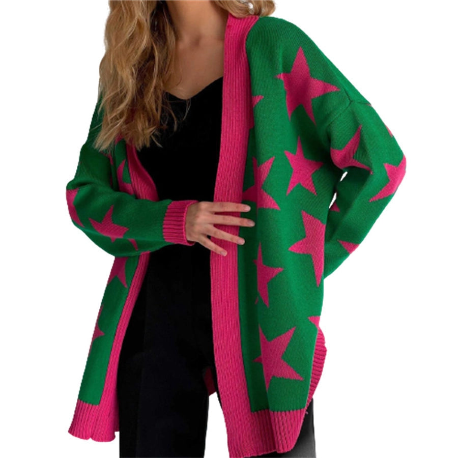 women's cardigan long sleeve sweaters & cardigans patchwork fashion star