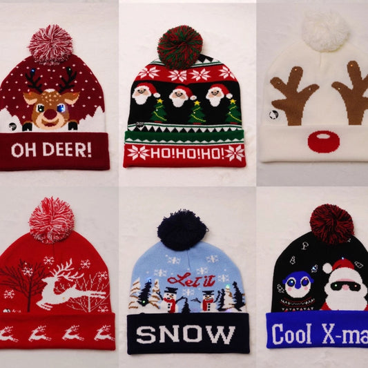 Unisex IG Style Santa Claus Snowman Elk Eaveless Wool Cap