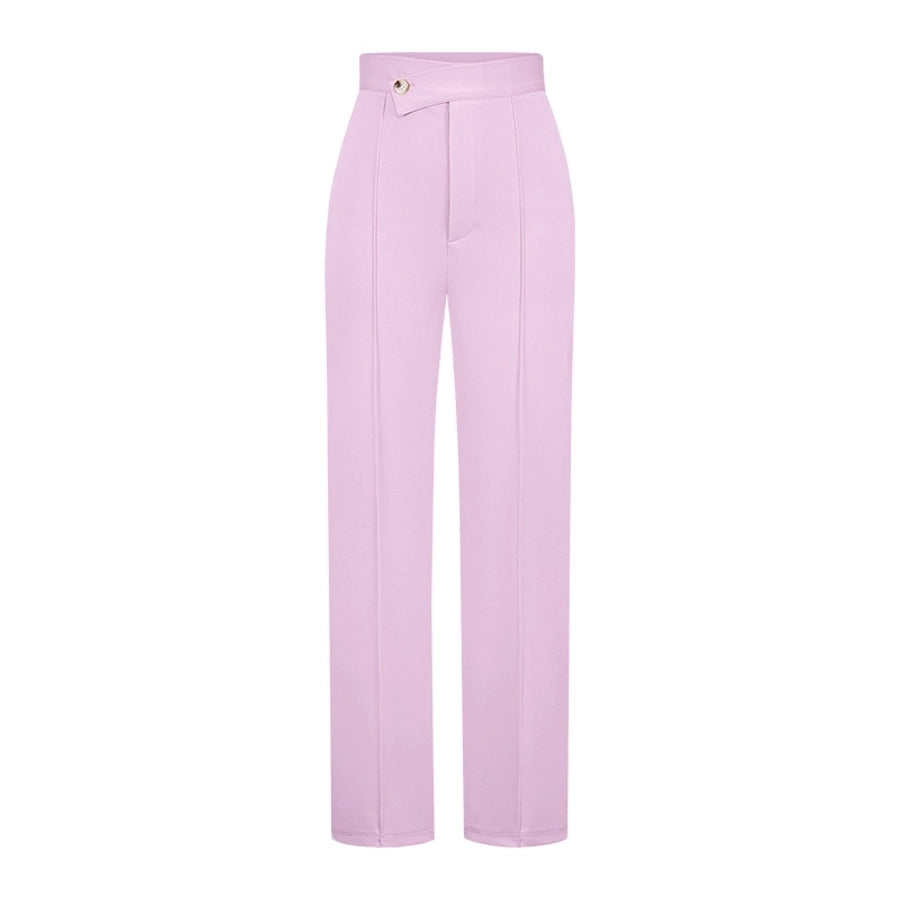 women's daily street casual solid color full length straight pants