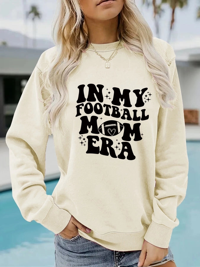 Autumn and Winter Women's Casual Long-Sleeved round Neck in My Football Printed Pullover Sweater Sweater