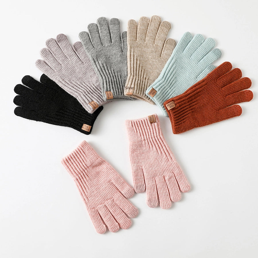 New winter plus velvet padded warm knitted gloves women's alpaca wool fit soft outdoor touch screen gloves manufacturers