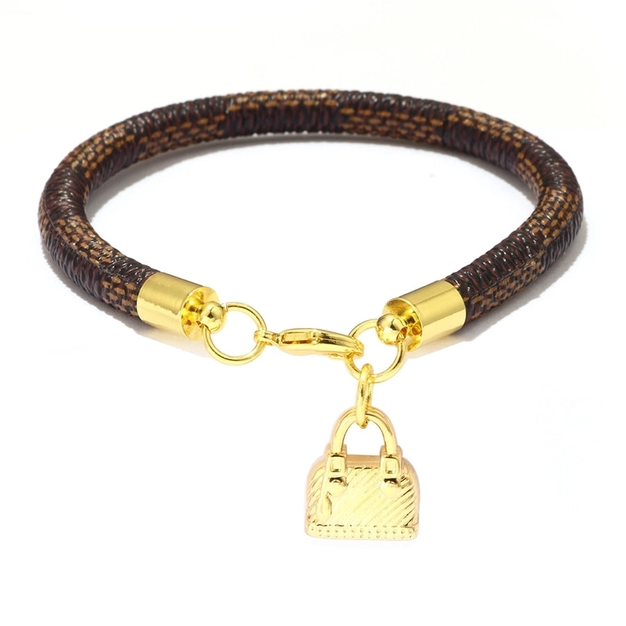 elegant vintage style commute bag pu leather alloy copper gold plated bracelets