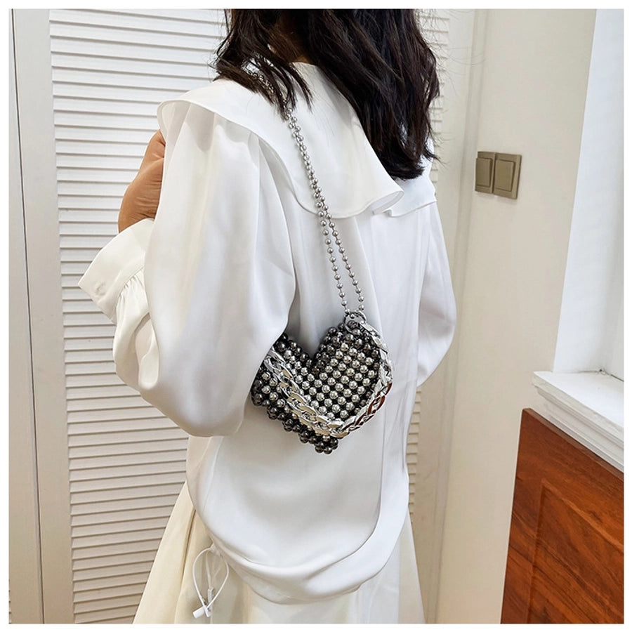 Women's Mini Pearl Solid Color Streetwear Beading Open Crossbody Bag