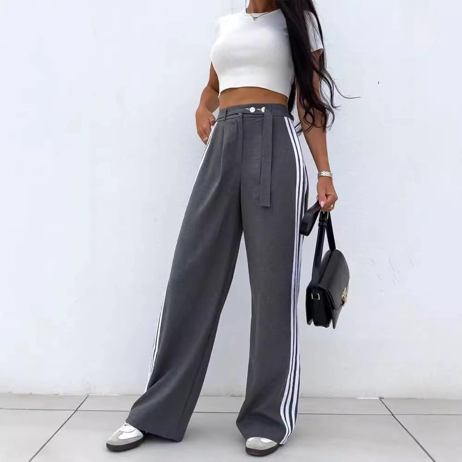 Women's Daily Sports Color Block Stripe Full Length Casual Pants