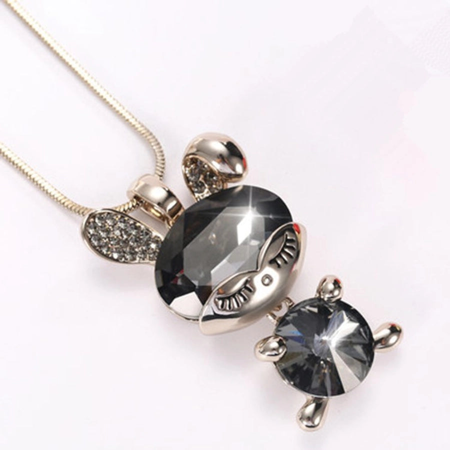 Alloy Copper Plating Inlay Rabbit Artificial Rhinestones Sweater Chain Long Necklace