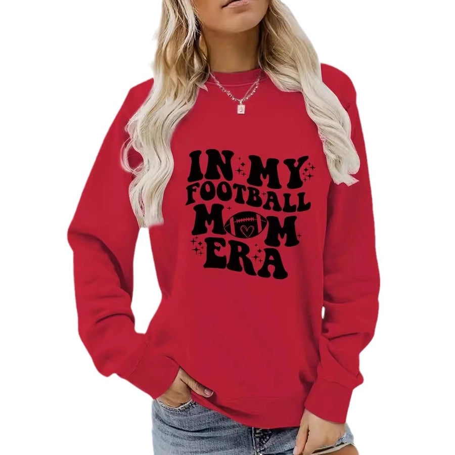 Autumn and Winter Women's Casual Long-Sleeved round Neck in My Football Printed Pullover Sweater Sweater