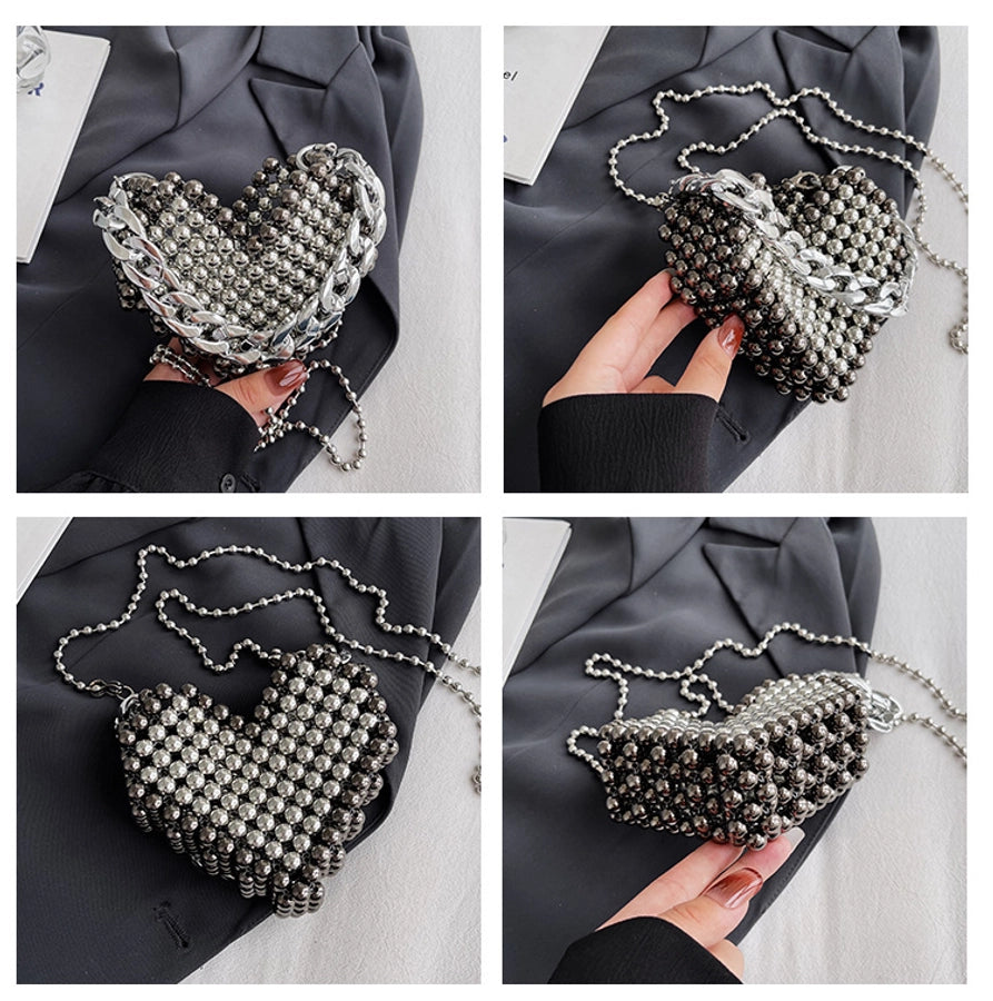 Women's Mini Pearl Solid Color Streetwear Beading Open Crossbody Bag