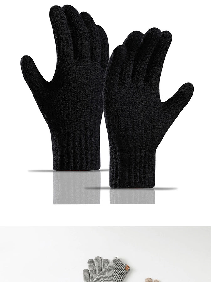 New winter plus velvet padded warm knitted gloves women's alpaca wool fit soft outdoor touch screen gloves manufacturers