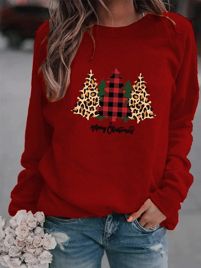 women's hoodie long sleeve hoodies & sweatshirts printing casual christmas tree letter