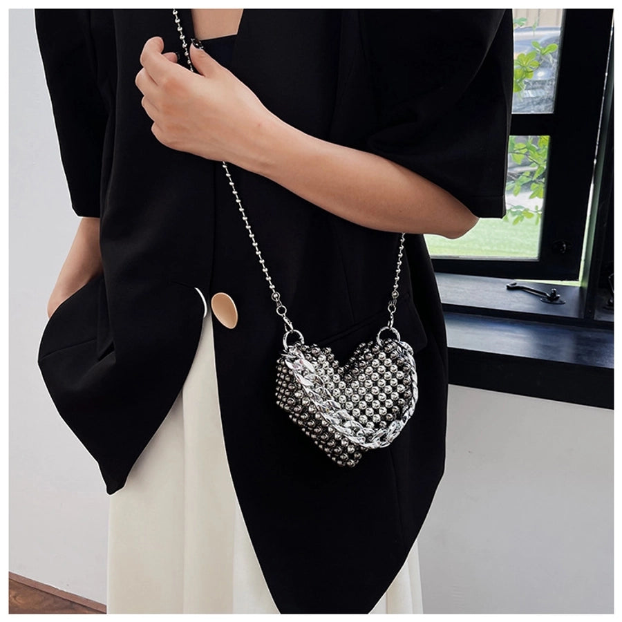 Women's Mini Pearl Solid Color Streetwear Beading Open Crossbody Bag