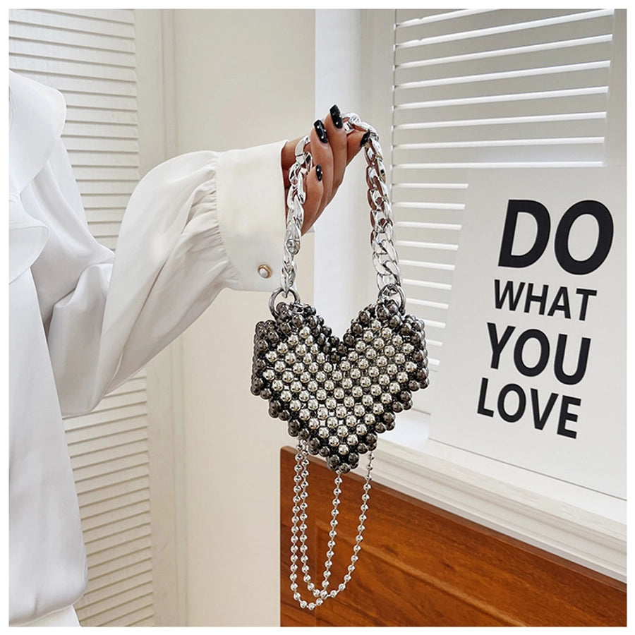 Women's Mini Pearl Solid Color Streetwear Beading Open Crossbody Bag