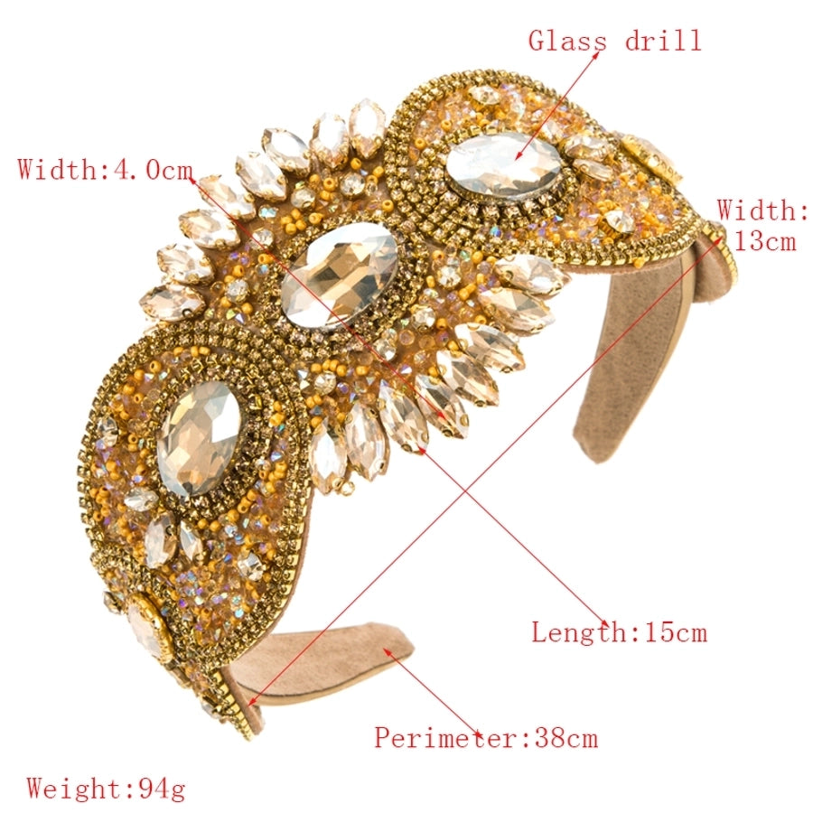 elegant baroque style flower cloth inlay rhinestones hair band