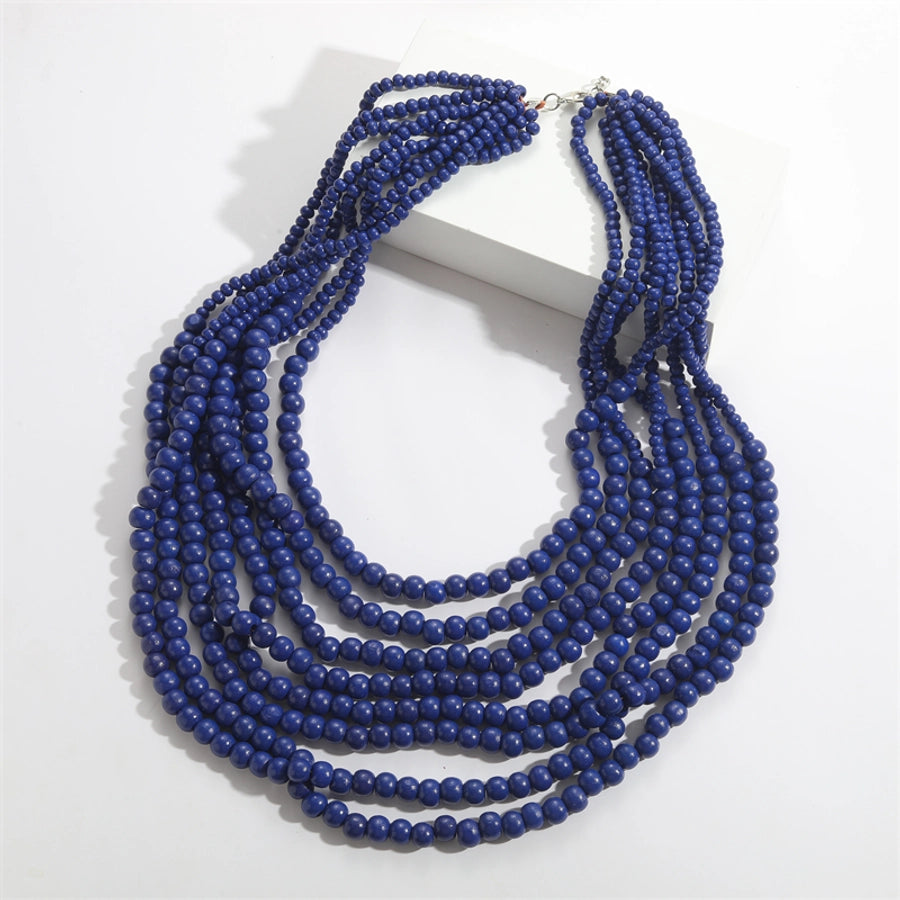 basic modern style classic style solid color wooden beads  necklace