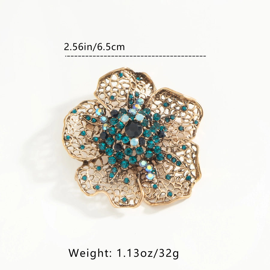 1 PCs Elegant Exquisite Style Green Large Flower Diamond Decorative Brooch Women's Fashion Brooch Hypoallergenic Suitable for Daily Banquet Vacation Wear and Gift Unisex Style