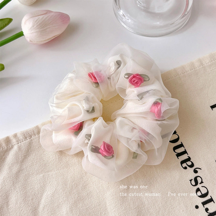 sweet flower cloth hair tie